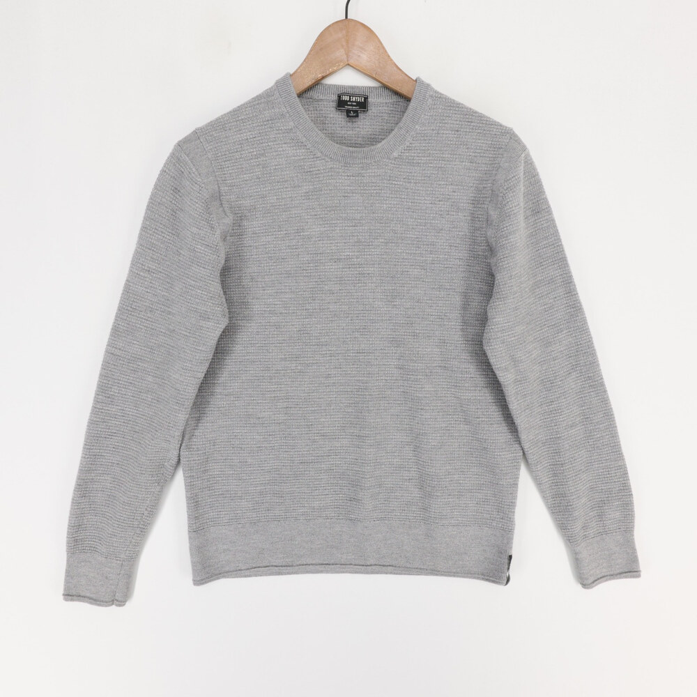 Todd Snyder Merino Waffle Crew Sweater Mens L Gray 100 Wool Thermal Pullover